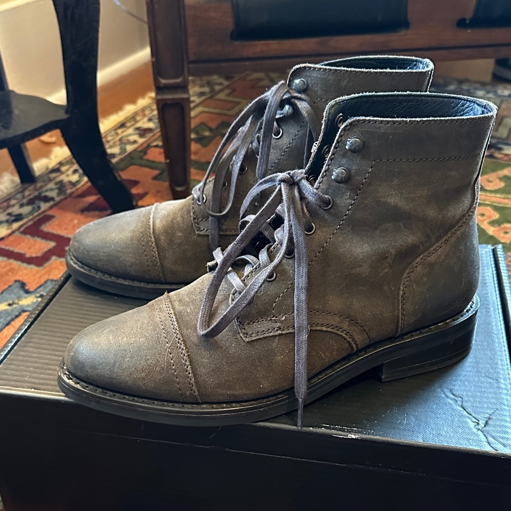 Dark Olive Lace-Up Ankle Boots